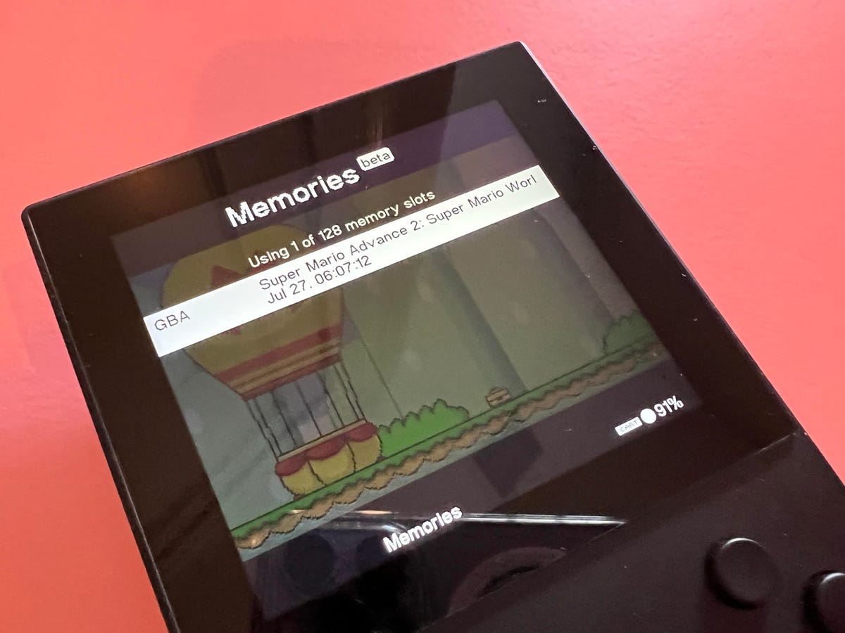 Analogue Pocket screen showing game save files