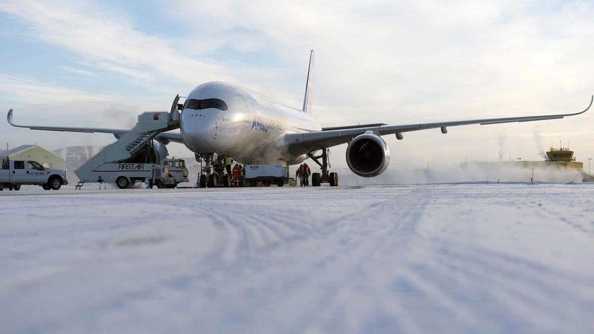 The Airbus A350 XWB endures cold-weather testing in Iqaluit, Canada.