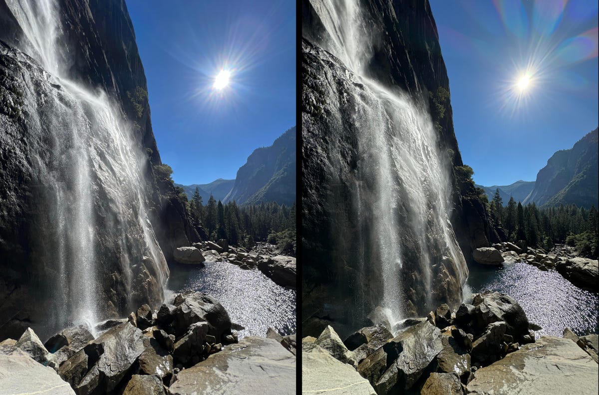 Lens flare on iPhone 13 Pro Max vs. iPhone 15 Pro Max