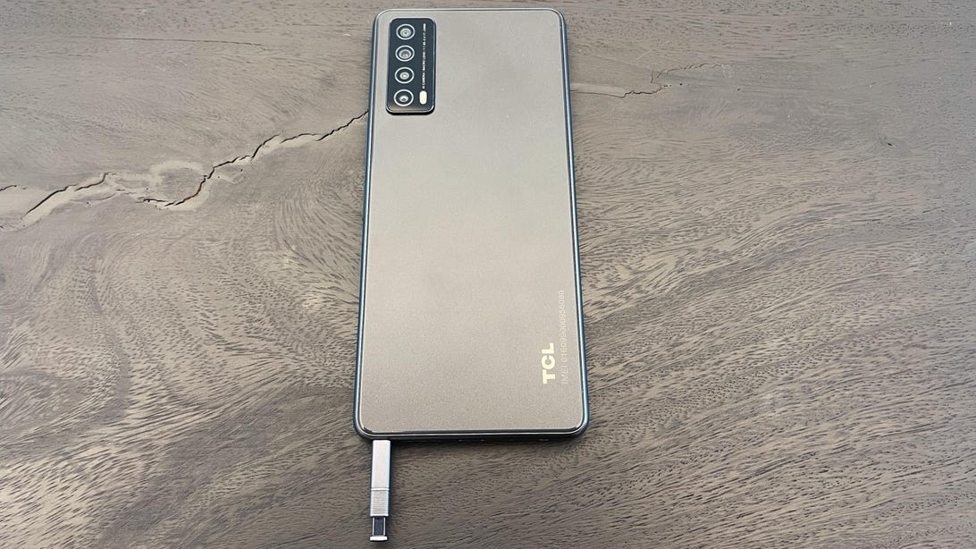 TCL Stylus 5G rear view with its 4 cameras
