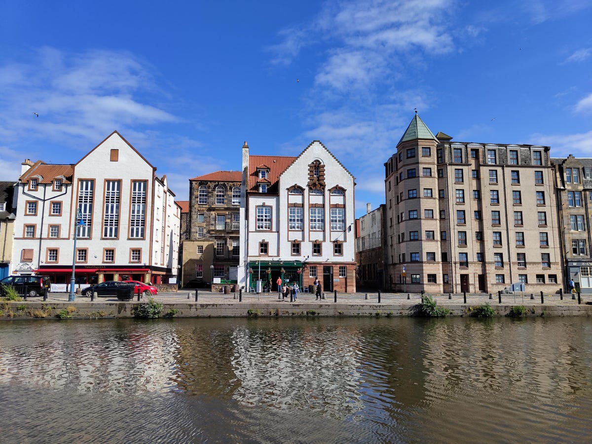 row of buildings along a canal