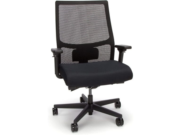 Black office chair with a wide seating base