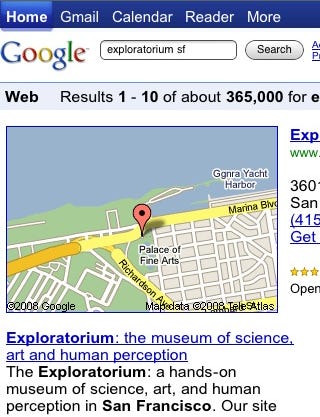 The old look for a Google search on the iPhone.