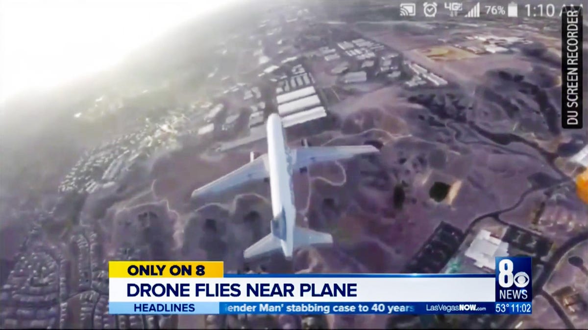 This video apparently was shot from a drone immediately above a jet landing at Las Vegas's airport.