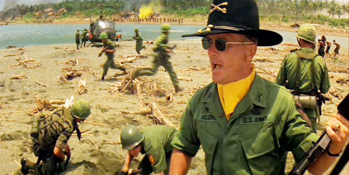 LOS ANGELES - AUGUST 15: The movie "Apocalypse Now", directed by Francis Ford Coppola. Seen here, Robert Duvall as Lieutenant Colonel Kilgore. Initial theatrical release August 15, 1979. Screen capture. Paramount Pictures. (Photo by CBS via Getty Images)