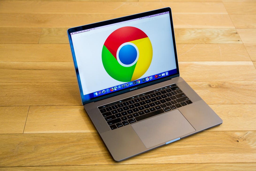 Лого на Chrome на екрана на лаптоп