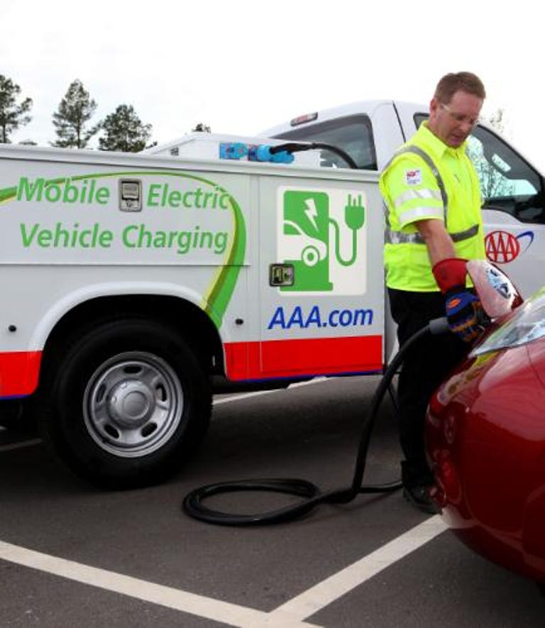 Juice on the go: AAA's mobile charger for EV batteries will provide between 3 and 15 miles of driving range.