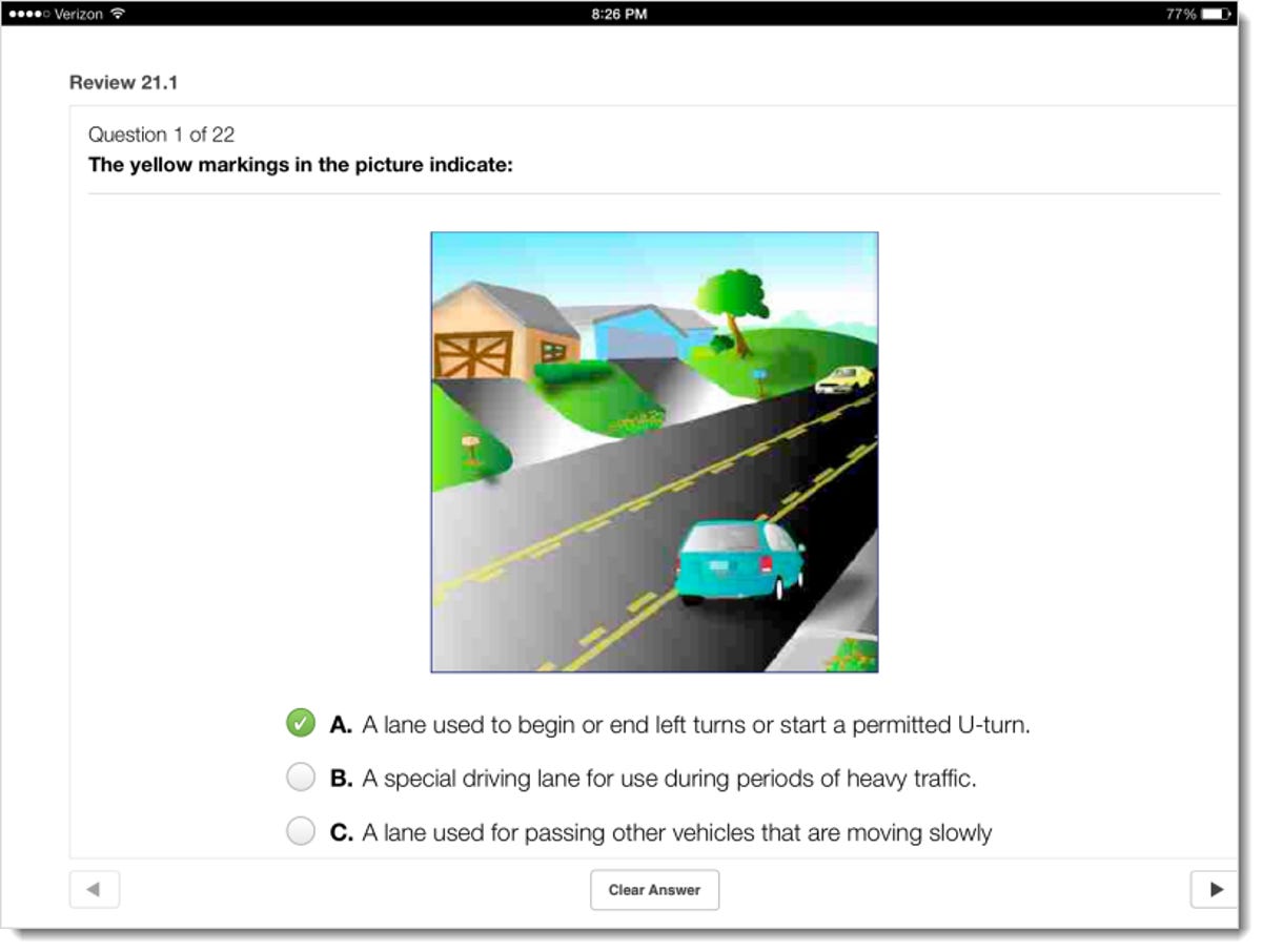 DMV practice quiz for iPad