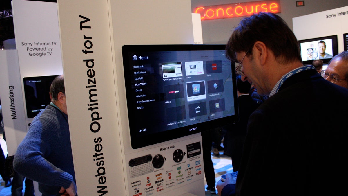 Visitors to Sony&apos;s booth could check out Google TV devices. But several months after the Google software was released, most TV companies are going their own way.