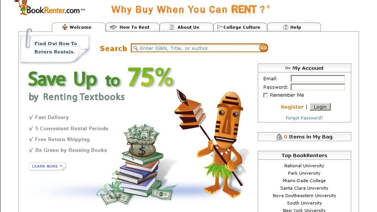BookRenter.com home page