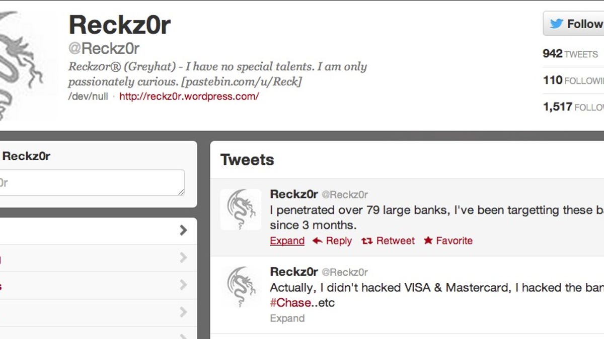 Reckz0r publicizes the data dump on Twitter one week after announcing retirement from "greyhat" hacking.