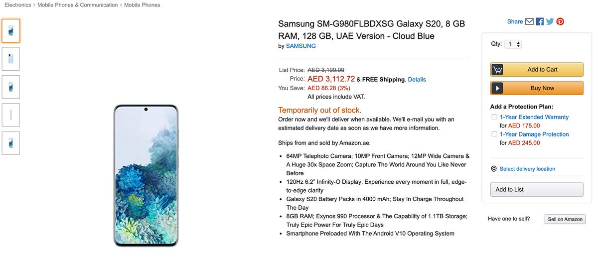 Galaxy S20 Amazon
