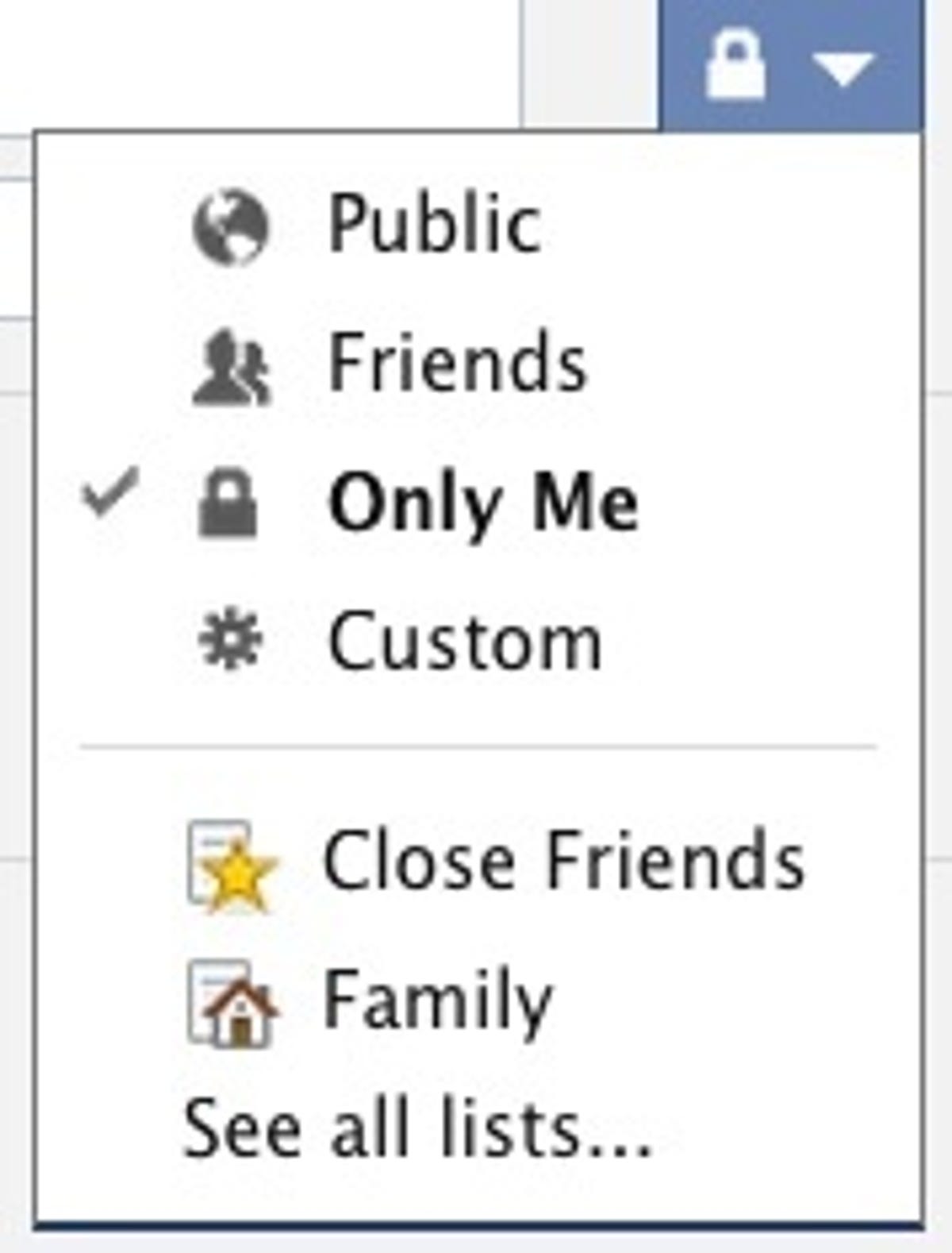 Facebook Edit Profile view options