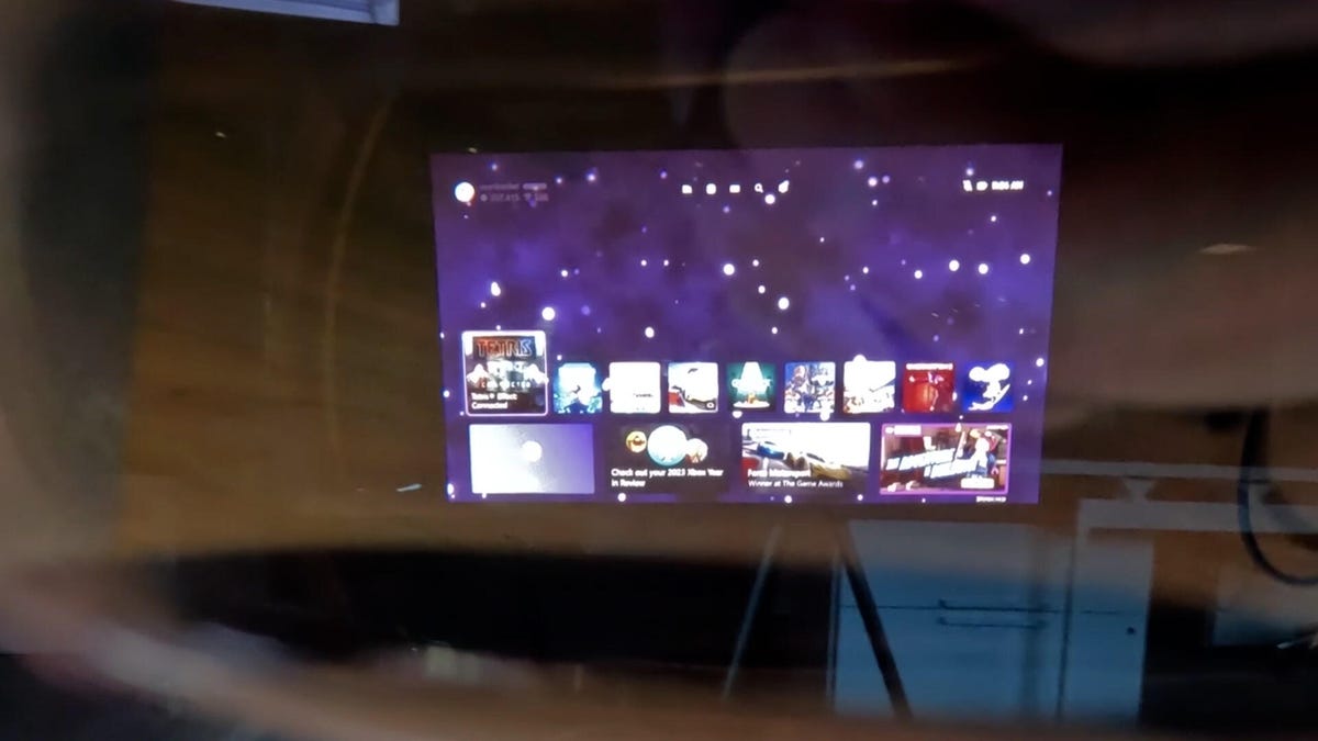 Xbox menu on Xreal glasses display