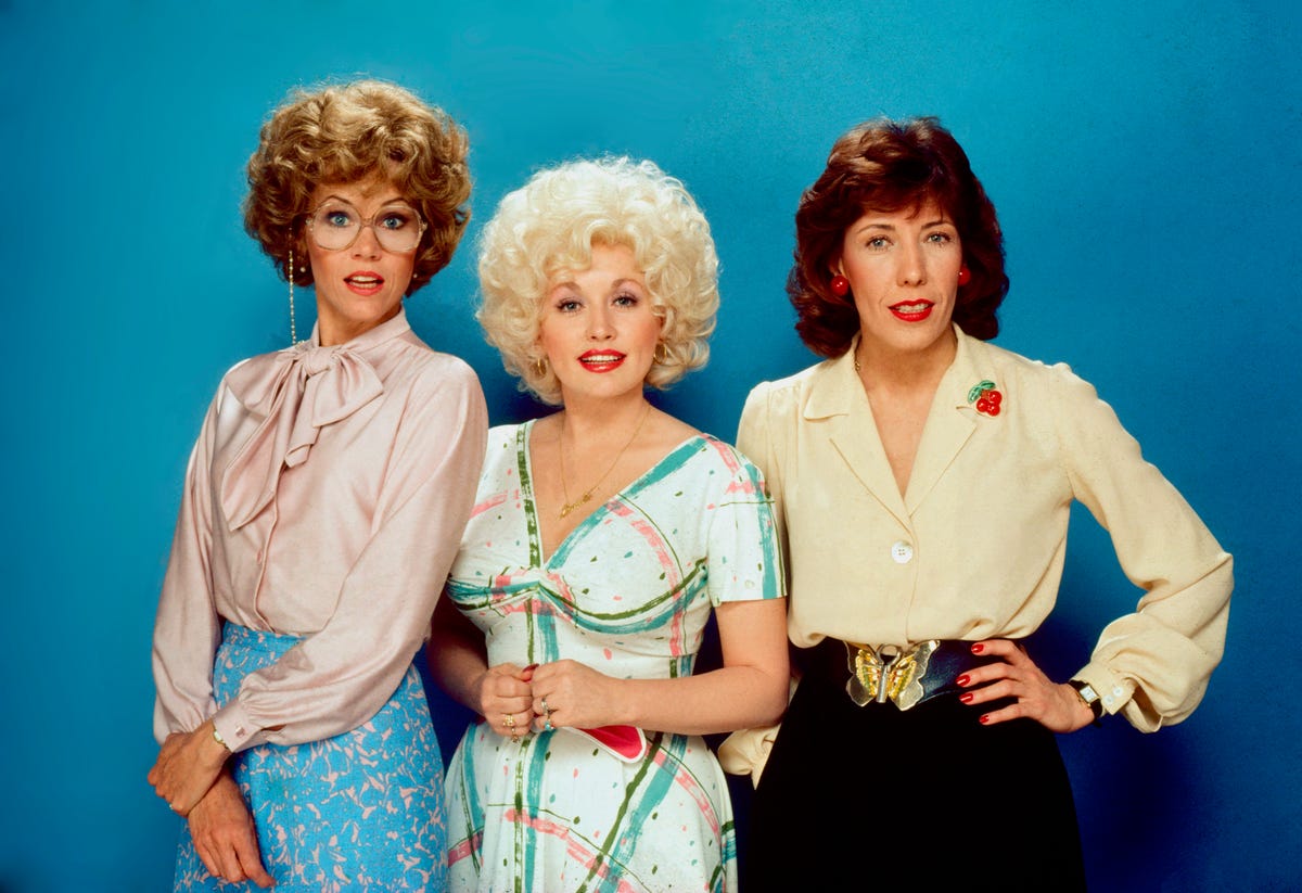 Jane Fonda, Dolly Parton and Lily Tomlin in 9 to 5.