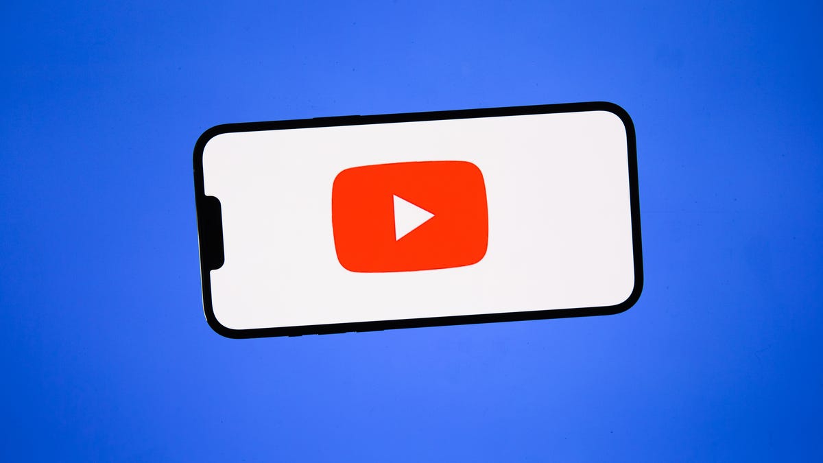 YouTube logo on a phone screen