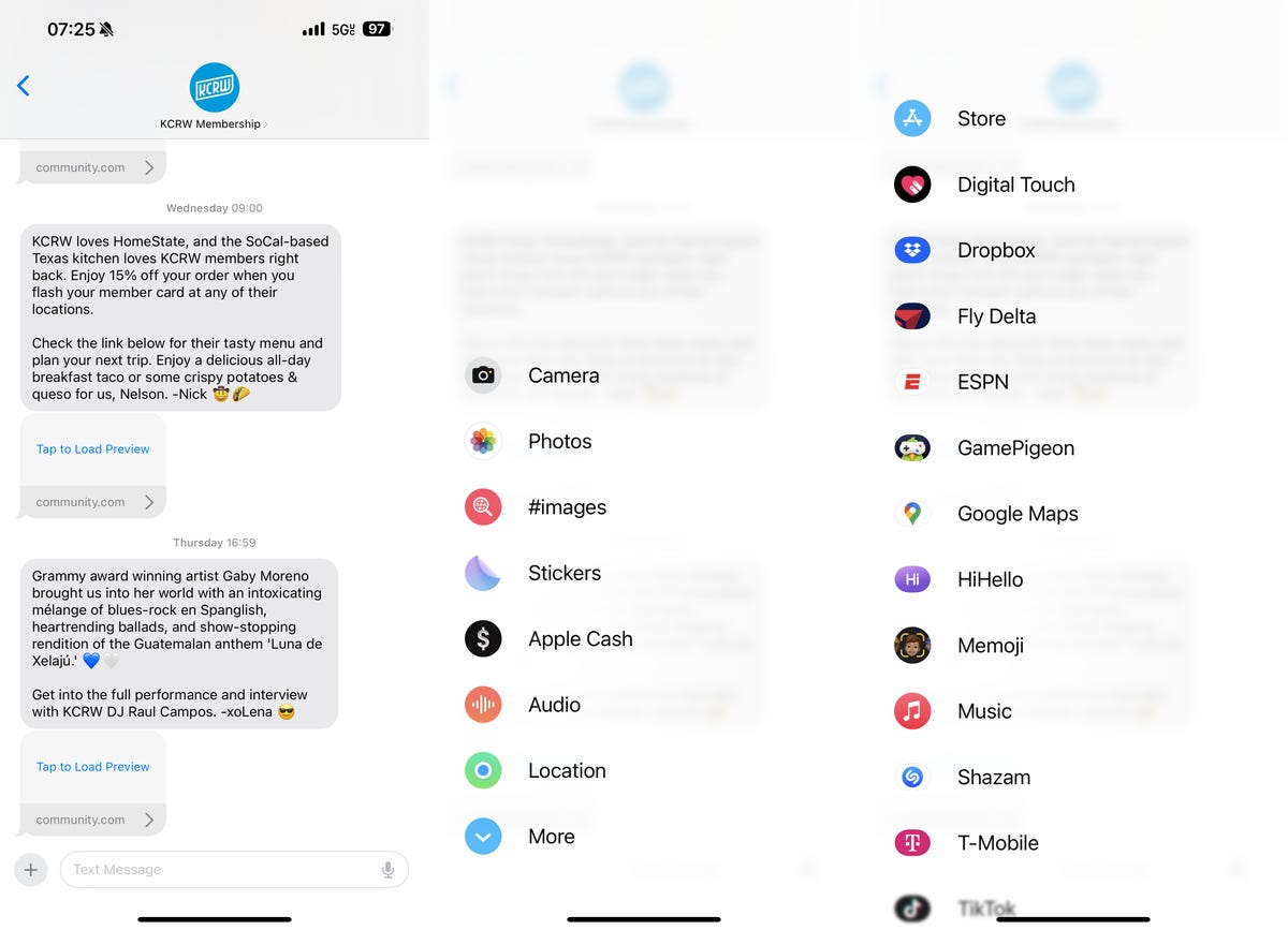 Messages apps on iOS 17