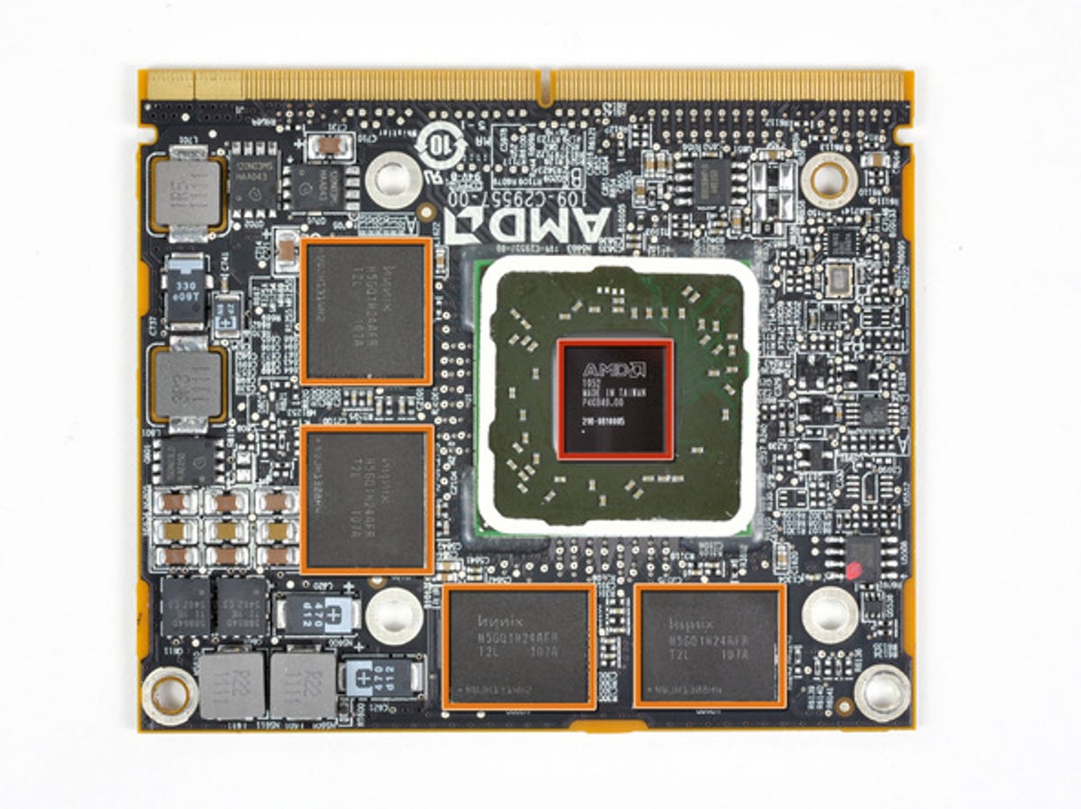 AMD's Radeon HD 6750M GPU with four Hynix memory chips.
