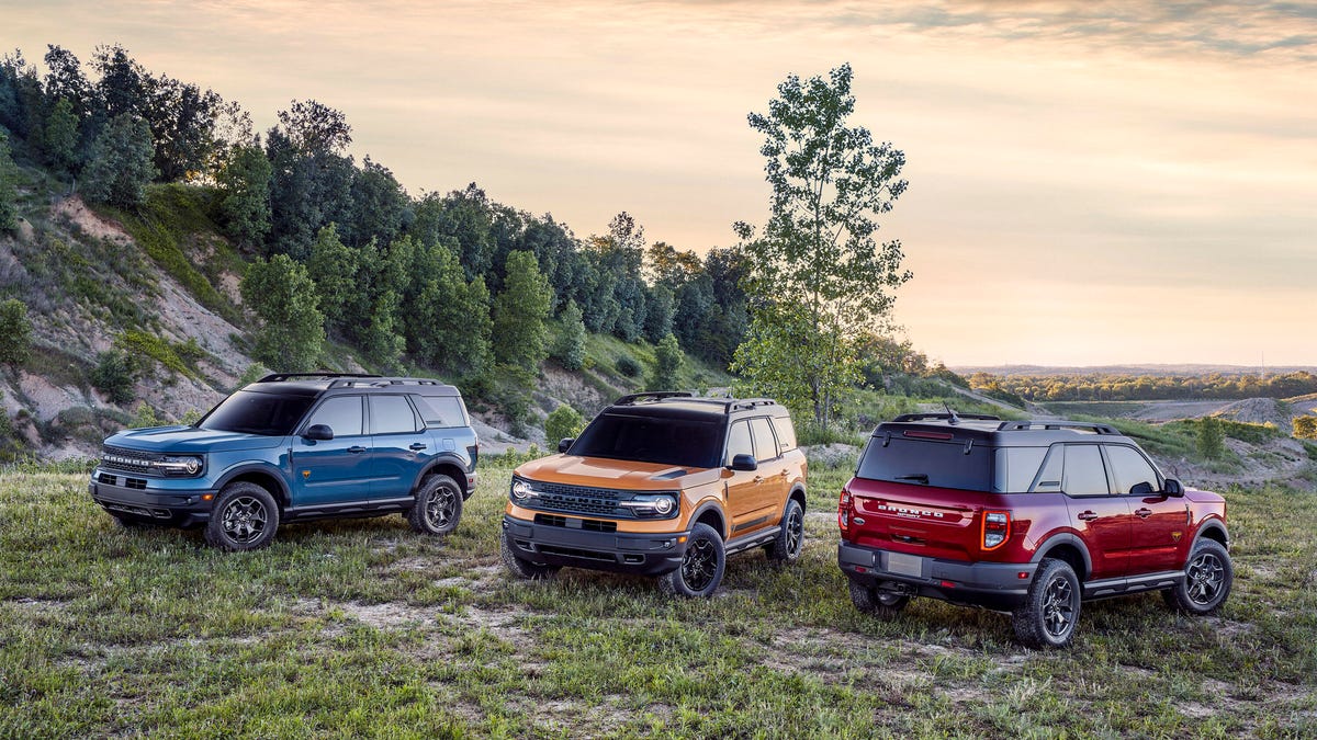 2021 Ford Bronco Sport in blue, yellow and red