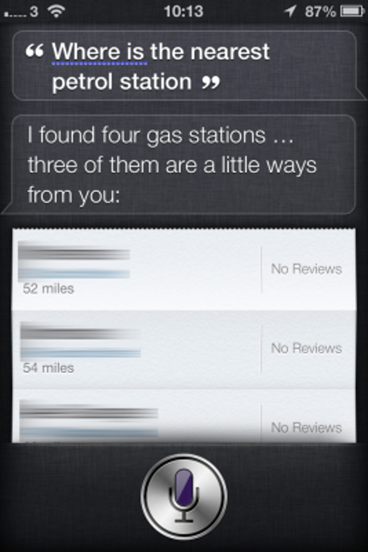 Siri iOS 6 beta petrol station