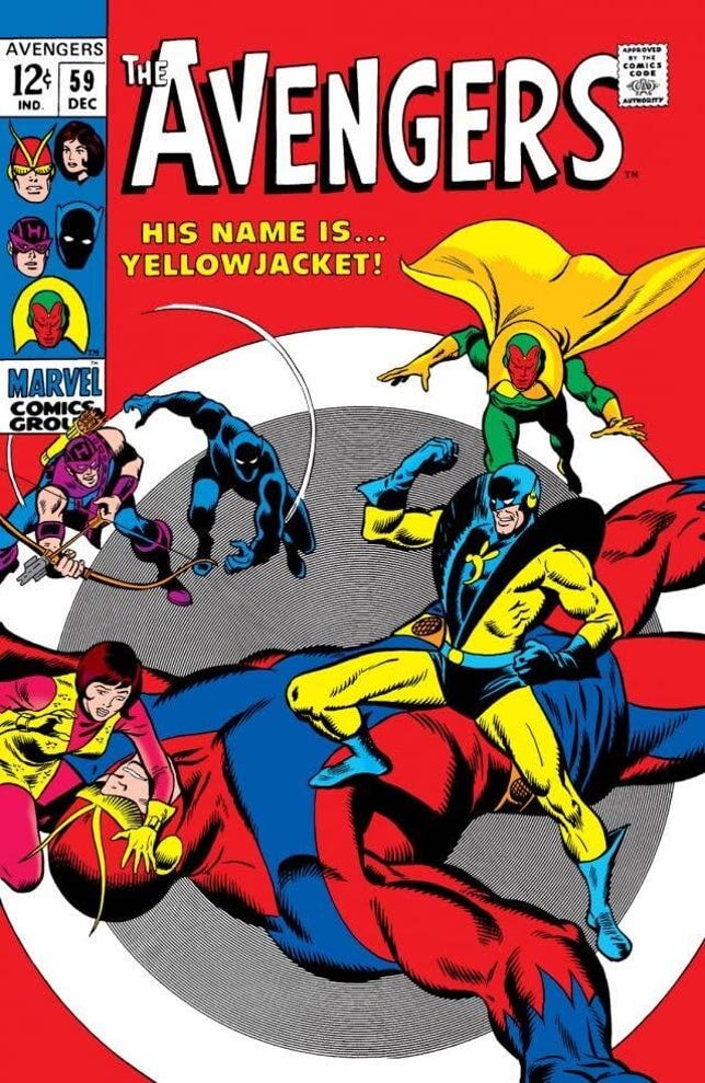 Yellowjacket appears on the Avengers 59 cover