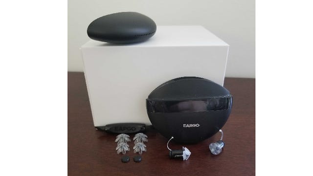 Eargo 7 OTC hearing aid and accessories