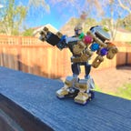 Thanos in a mech suit made of Lego