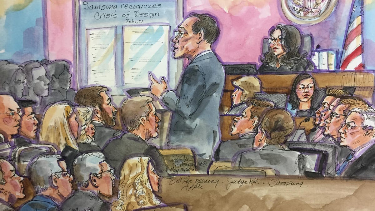 At a patent infringement damages trial, Apple attorney Bill Lee notes that a Samsung executive said the Apple iPhone brought a "crisis of design."