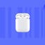 The 2019 Apple AirPods 2 are displayed on a blue background.