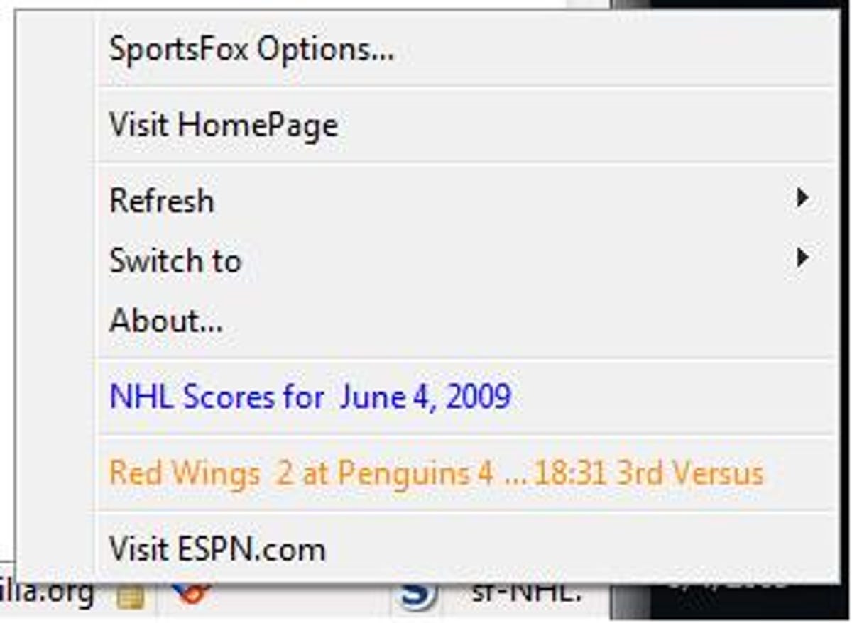 SportsFox Firefox add-on
