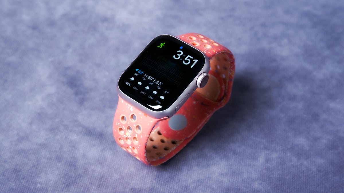 The Apple Watch Series 9 on a gray background