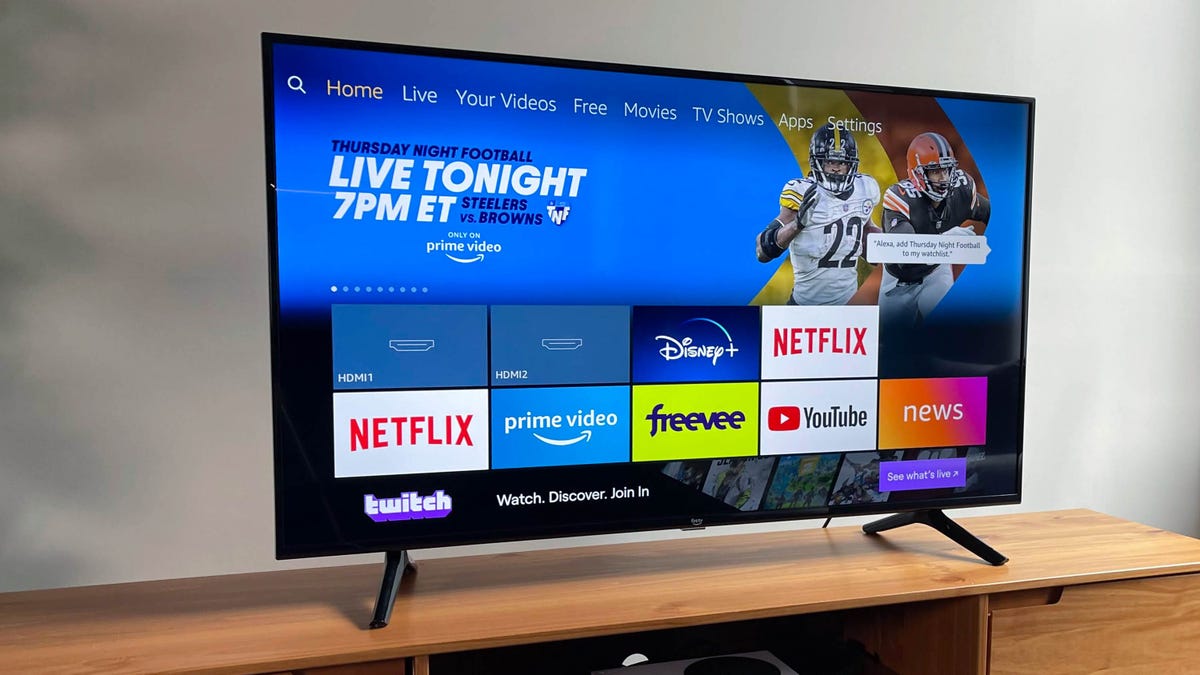A TV showing the Amazon Prime TV home screen.