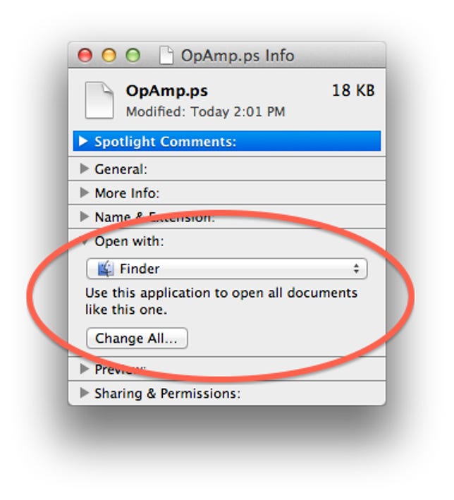 Document Info window in OS X