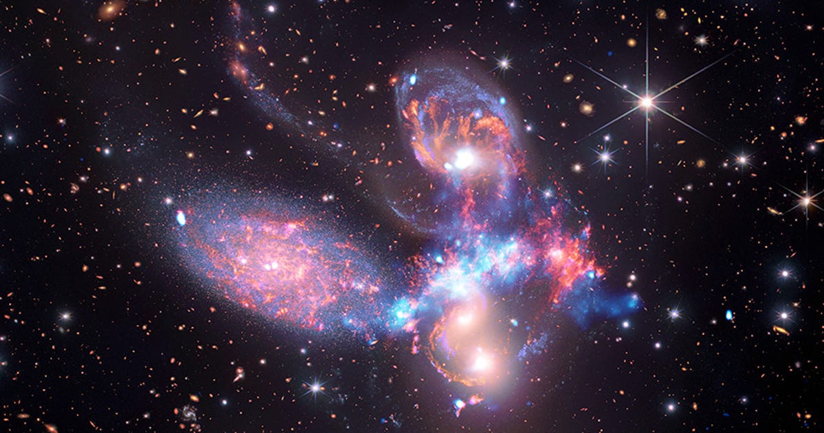 Webb Telescope Finds Shock Wave Wreaking Havoc Amongst 5 Galaxies