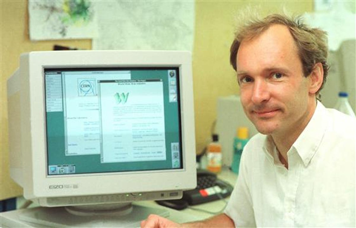Tim Berners-Lee and his creation, the World Wide Web, in 1994