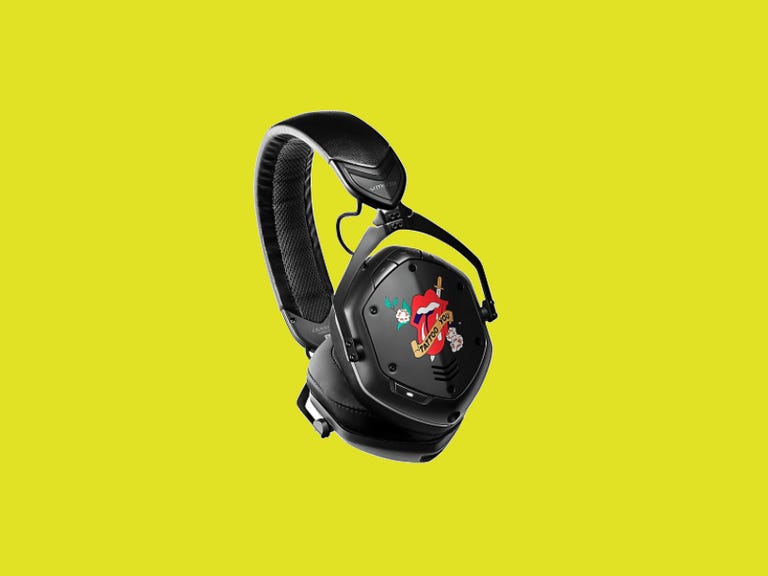 v-moda over ear headphones with rolling stones logo