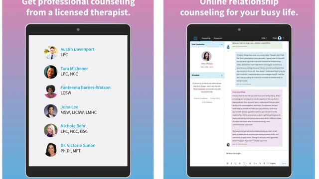 Two tablets displaying ReGain therapy app