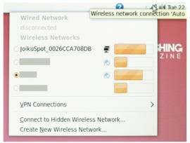 An Ubuntu desktop detecting JoikuSpot along with other neighbouring routers