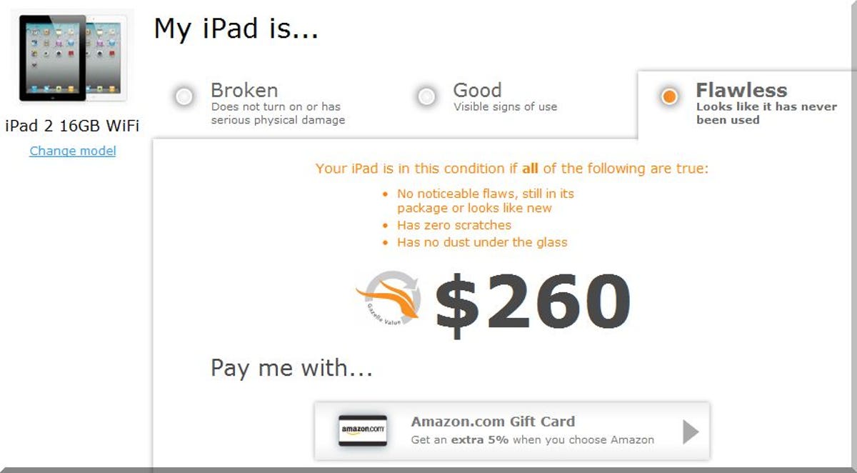 This is what buyback site Gazelle will pay you right now for a mint-condition iPad 2 16GB (Wi-Fi).