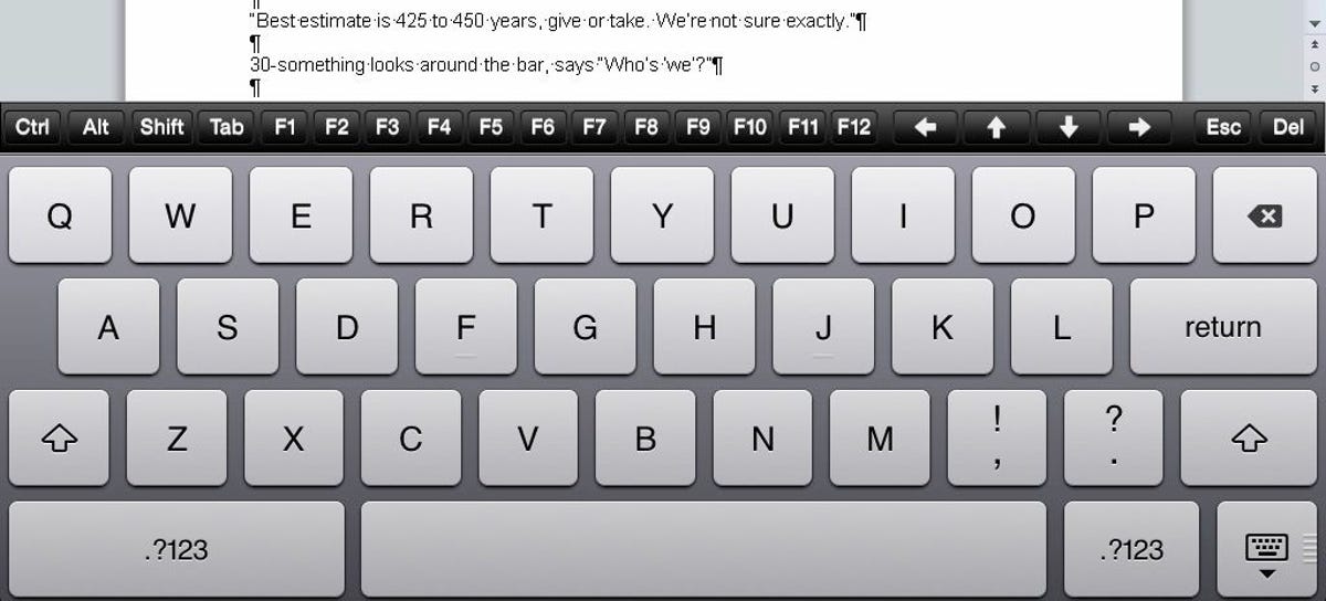 CloudOn's enhanced iPad keyboard