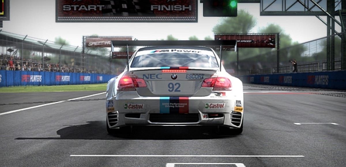 The BMW M3 GT racer lines up.