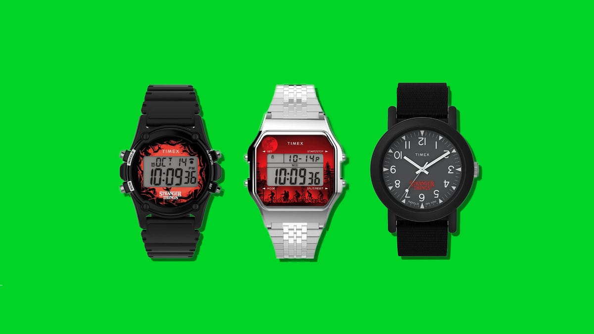 All three limited edition Stranger Things Timex watches side by side