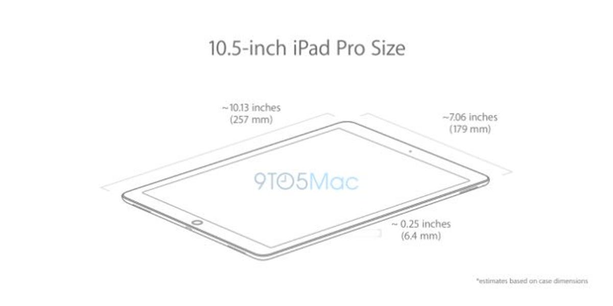 Leaked image by 9to5Mac of a 10.5-inch iPad Pro