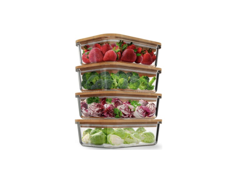 Verel glass food storage containers with bamboo lids
