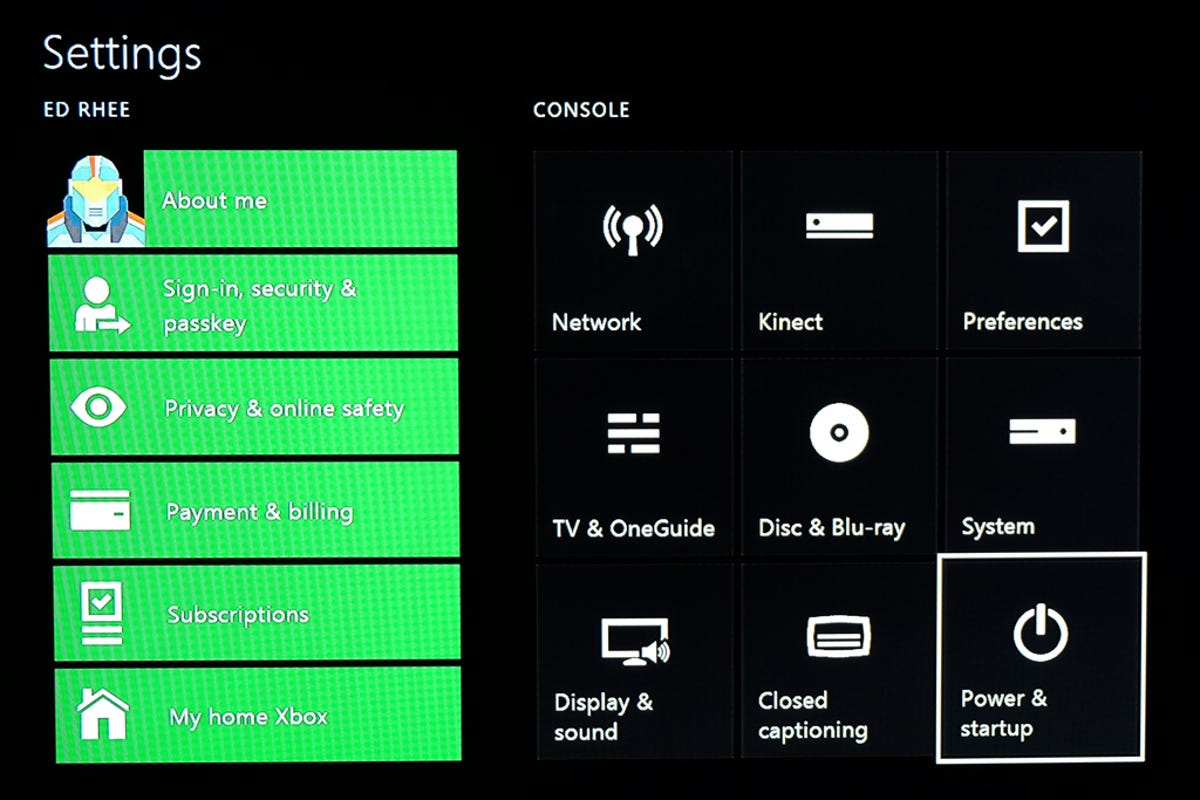 Xbox One settings