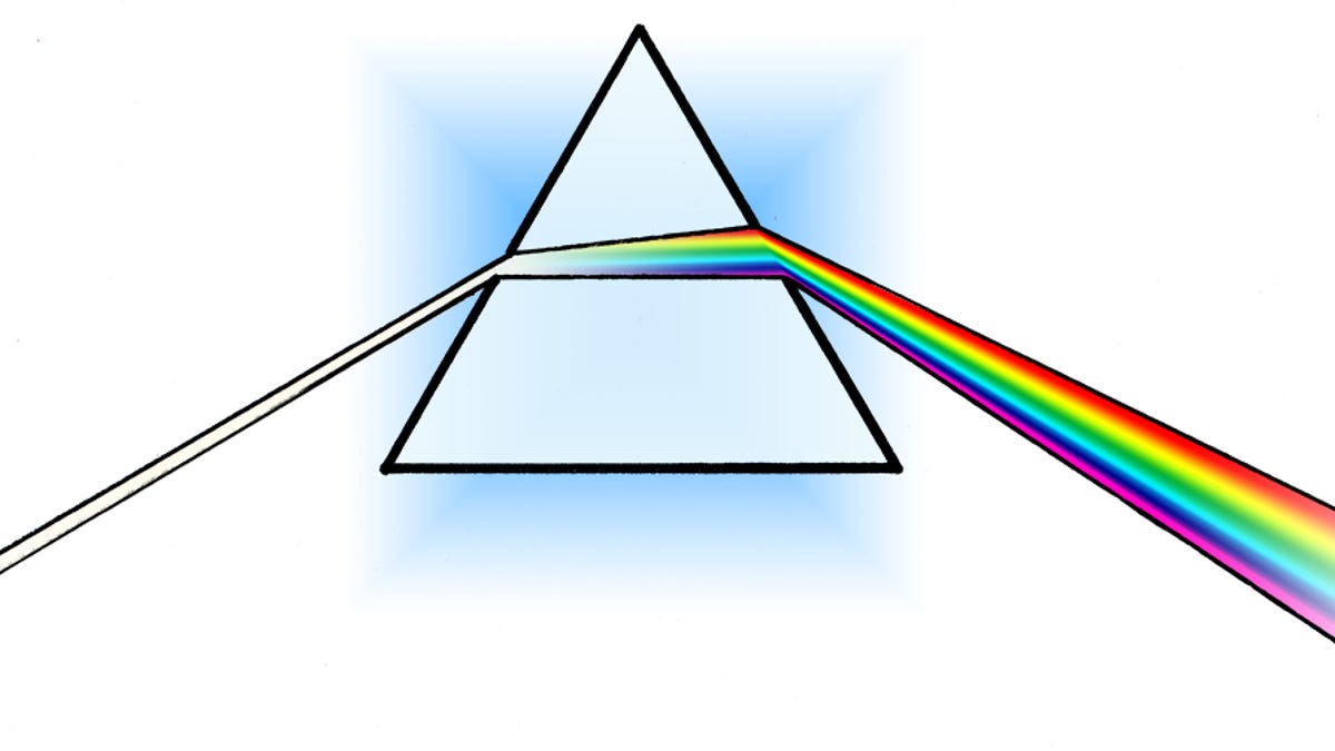 Illustration of light passing through a prism.