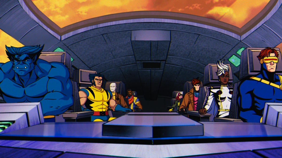 beast, wolverine, cyclops, jean grey and other x-men aboard an aircraft