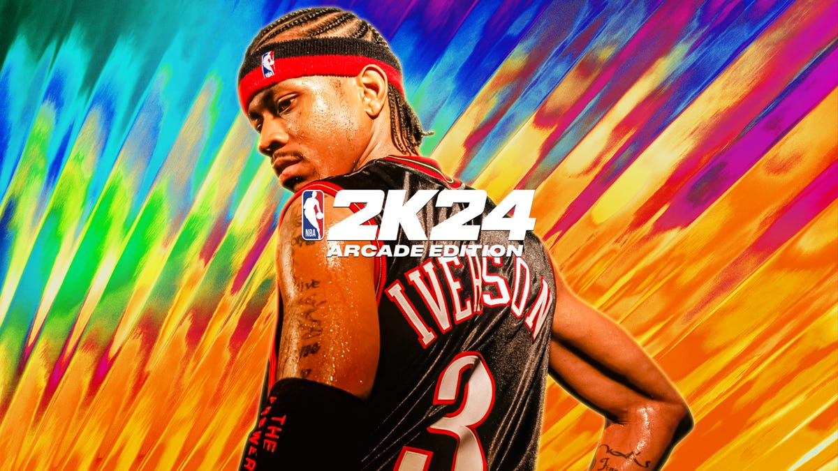 NBA 2K24 Arcade Edition title card showing player Allen Iverson