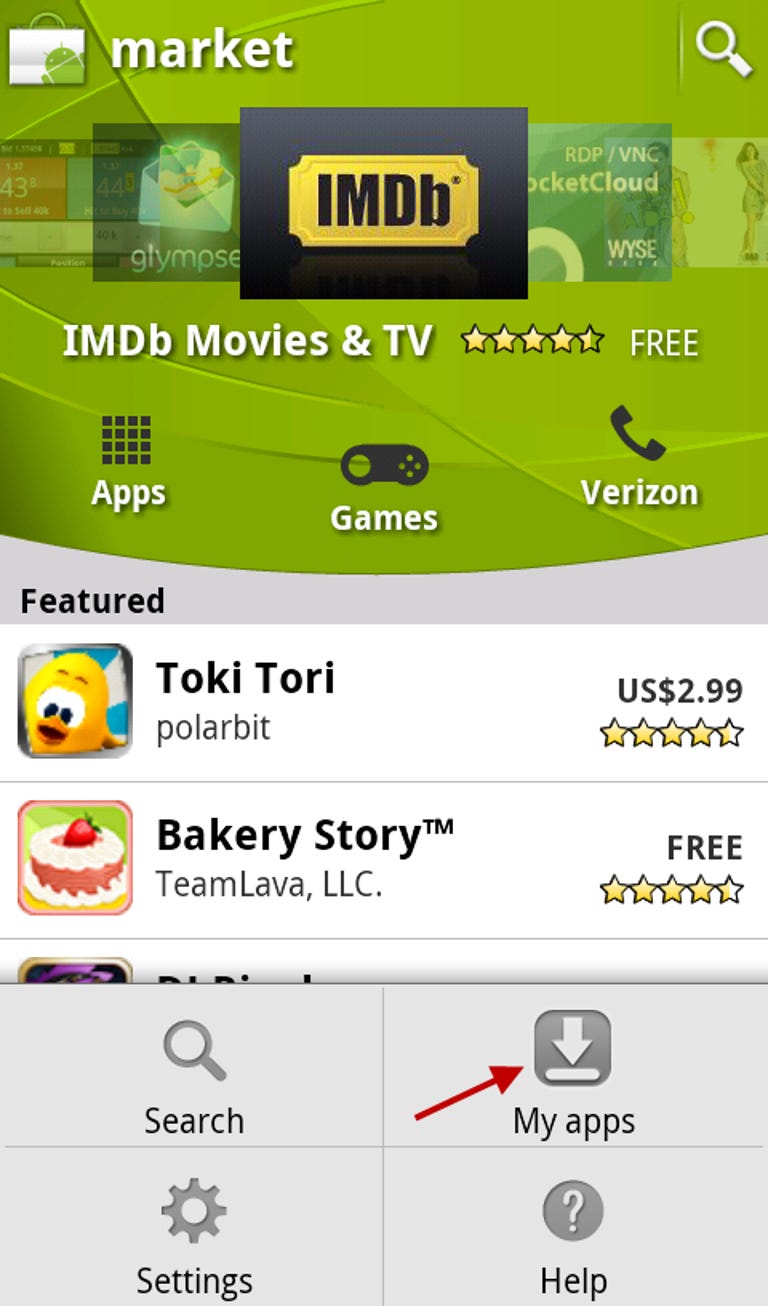 Android Market menu key