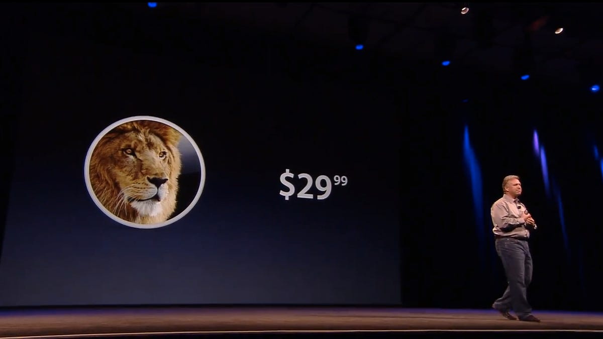 Phil Schiller, Apple's senior vice president of worldwide product marketing, takes the wraps off Lion's price at the company's WWDC keynote.